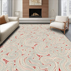Crimson Swirl Abstract Organic Lines Rug