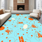Orange and White Whimsical Creatures Rug