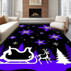 Purple Snowflake Sleigh Scene Rug