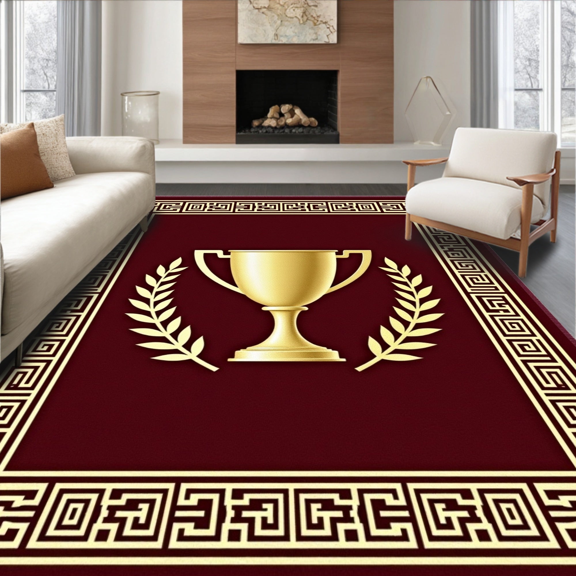 Gold Trophy Laurel Border Rug
