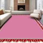 Crimson Floral Edge Pink Field Rug