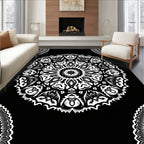 Monochromatic Detailed Floral Mandala Rug