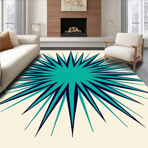 Aqua Navy Starburst Explosion Rug