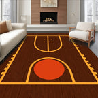 Rustic Wood Basketball Court Rug