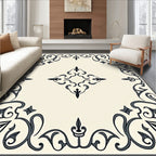 Elegant Ivory Scrollwork Filigree Rug