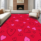 Red Pink Hearts Collage Rug
