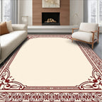 Crimson Floral Ornate Border Rug