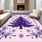 Deep Blue Festive Spruce Snowflake Collage Rug