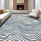Cream and Navy Wavy Lines Rug