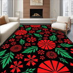 Bold Red Floral Leaf Garland Rug