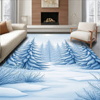 Winter Forest Snow Covered Pine Trees Rug