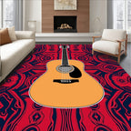 Vibrant Red Blue Abstract Guitar Rug