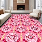 Pink Red Swirl Medallion Dots Rug