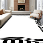 Monochromatic Checkerboard Wave Border Rug
