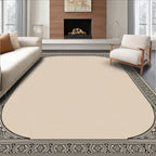 Ornate Black Cream Scroll Border Rug