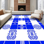Vivid Blue Geometric Mosaic Rug