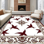 Crimson Birds With Ornate Border Rug