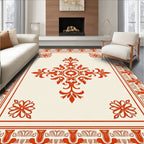 Ornate Crimson Flourish Border Rug