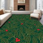 Emerald Holly Berry Leaf Vine Rug