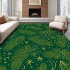 Emerald Green Golden Pine Branch Rug