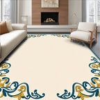 Ornate Teal Golden Filigree Corner Rug