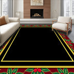 Classic Red Holly Berry Border Rug