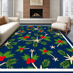 Festive Holly Berry Starry Navy Rug