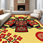 Crimson Samurai Warrior Cherry Blossom Rug