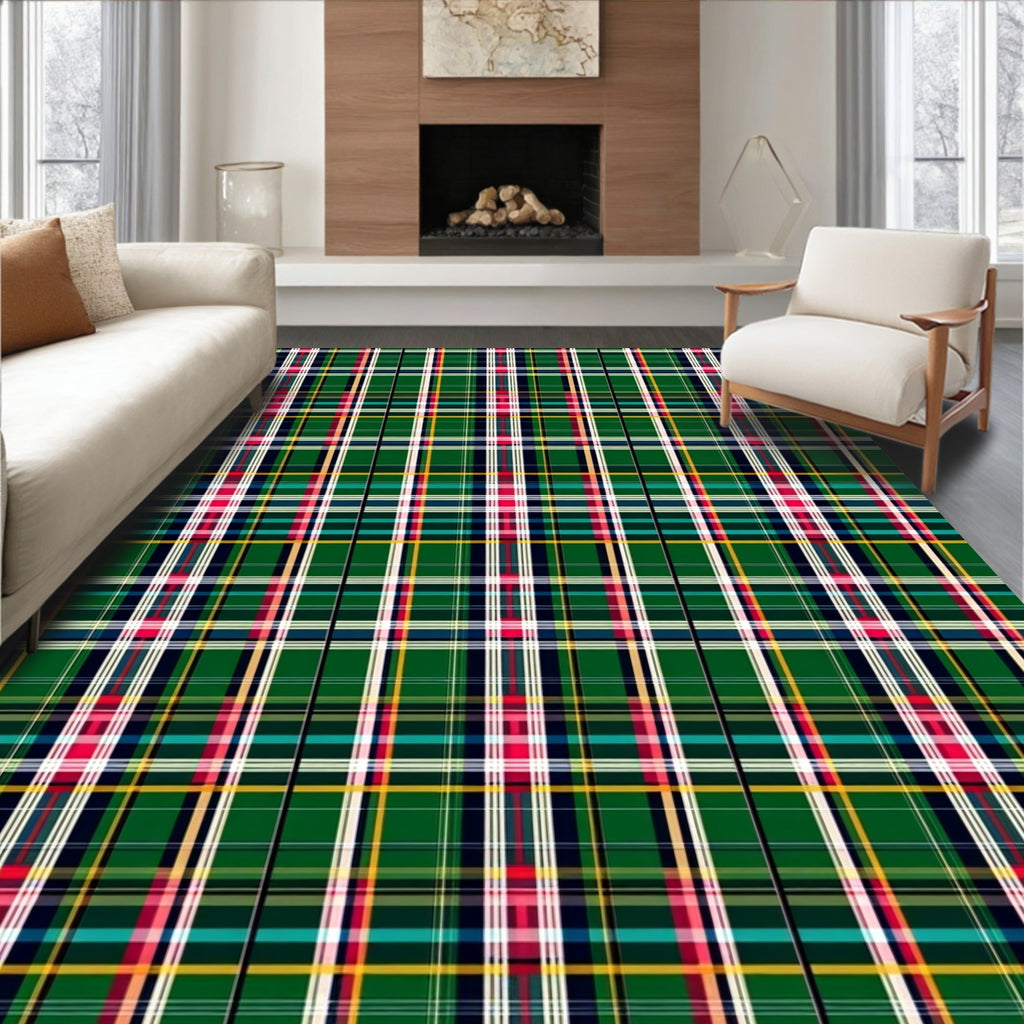 Emerald Green Plaid Multi-Color Check Rug