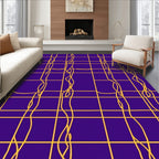Golden Grid Wavy Lines Rug