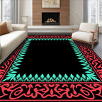 Coral Aqua Organic Border Square Rug