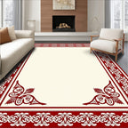 Crimson Decorative Bordered Rectangular Rug