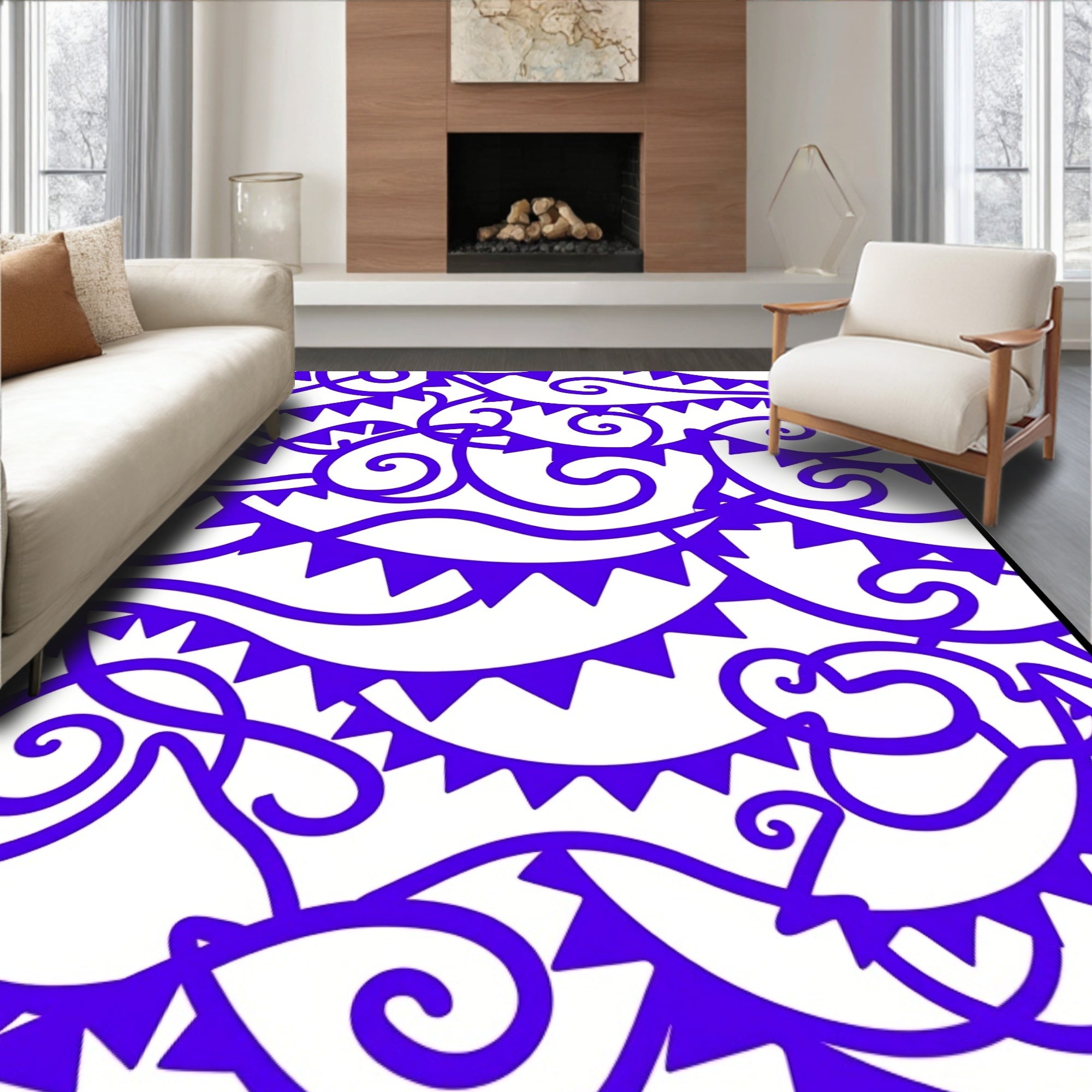 Vibrant Purple Bunting Swirl Rug