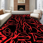 Bold Red Organic Intertwining Lines Rug