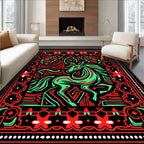 Bold Black Green Red Horse Rug