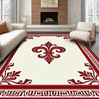 Crimson Fleur De Lis Border Rug