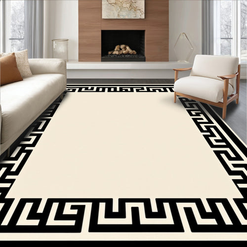 Black Ivory Ancient Greek Border Rug