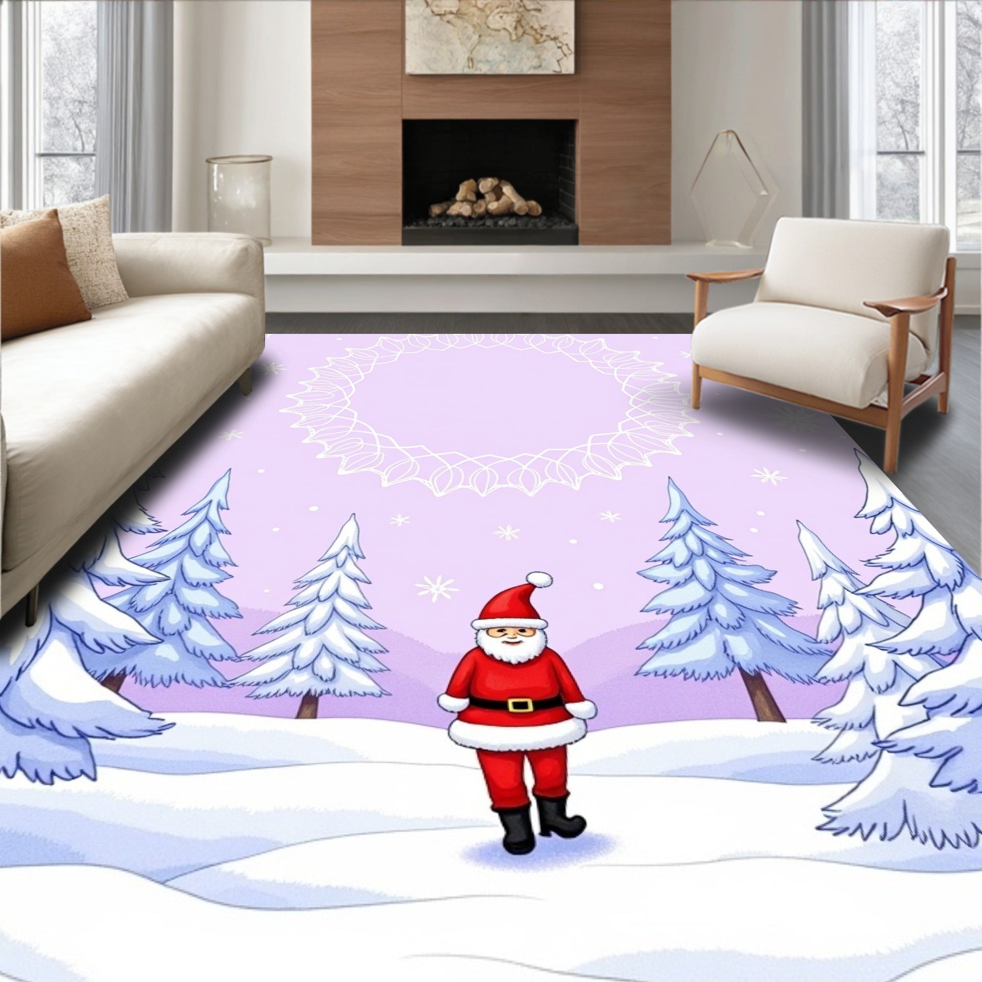 Whimsical Santa Winter Wonderland Rug