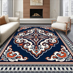 Deep Blue Ornamental Medallion Rug