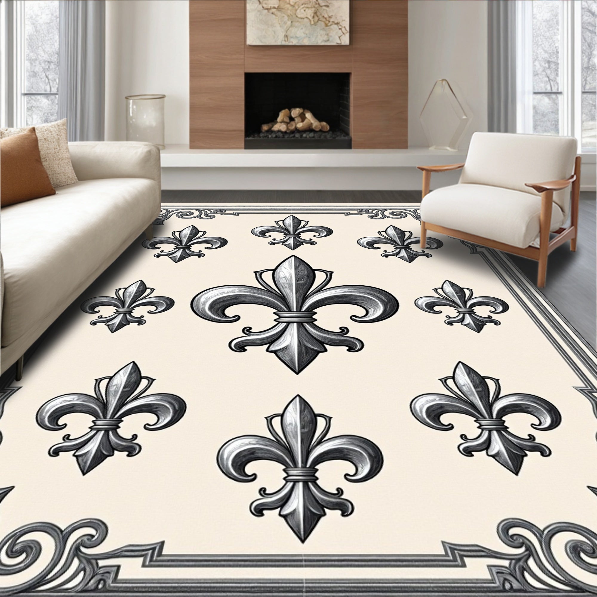 Ornate Fleur de Lis Collection Rug