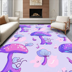 Whimsical Purple Mushroom Garden Rug