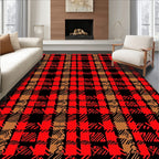 Rustic Red Brown Plaid Check Rug