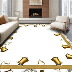 Golden Bells Festive Holiday Border Rug