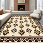 Rich Brown Cream Geometric Diamond Rug