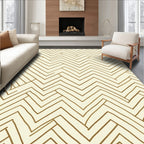 Earthy Gold Chevron Abstract Rug