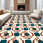 Terracotta Teal Geometric Abstract Rug