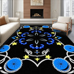 Golden Yellow Star Blue Medallion Rug