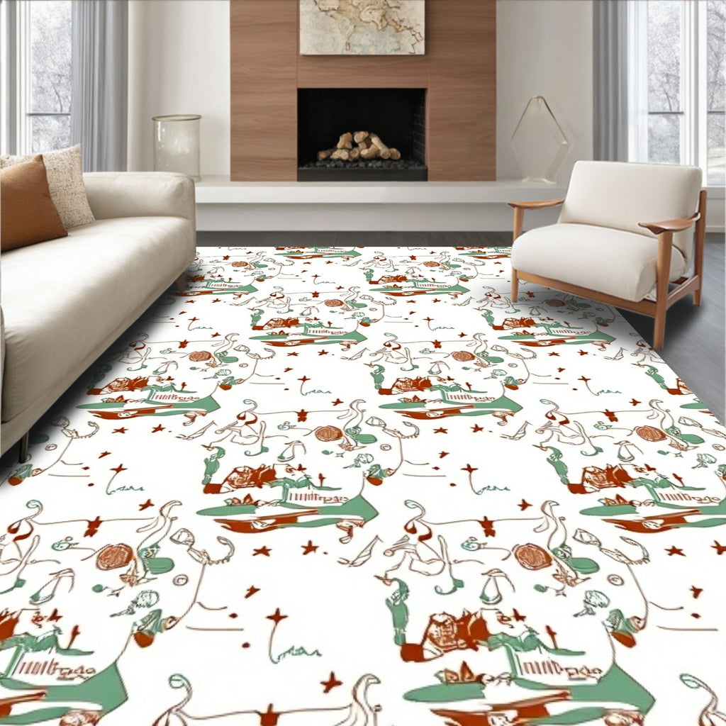 Whimsical Collage Of Figures And Elements Rug