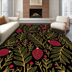 Crimson Berry Leafy Branches Rug