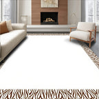 Brown and White Zebra Stripe Border Rug
